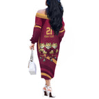 Custom QLD Maroons Cane Toad Off The Shoulder Long Sleeve Dress Queensland Origin No3