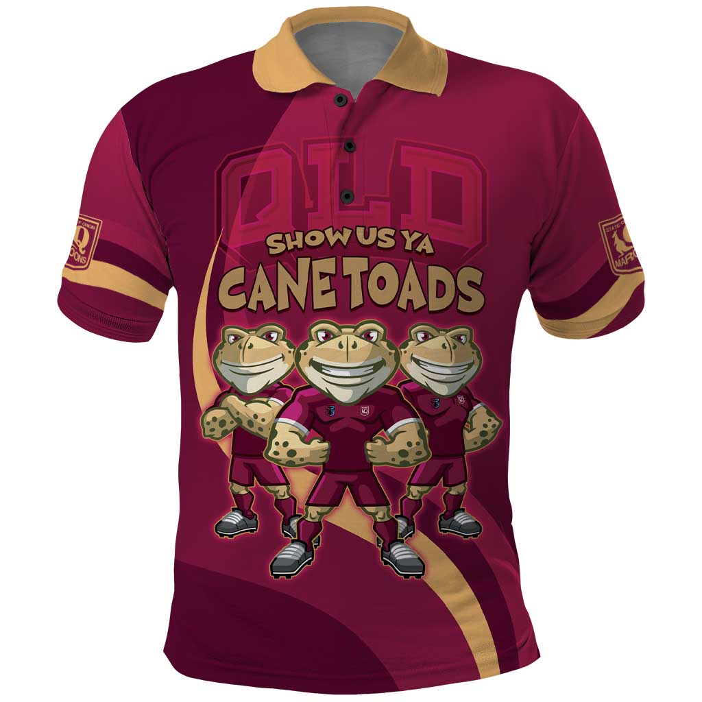 Custom QLD Maroons Cane Toad Polo Shirt Queensland Origin No3