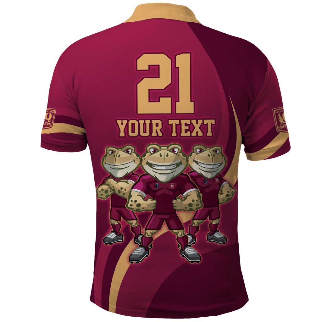Custom QLD Maroons Cane Toad Polo Shirt Queensland Origin No3