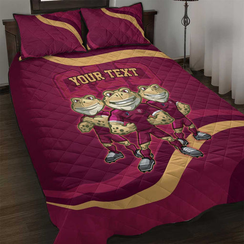 Custom QLD Maroons Cane Toad Quilt Bed Set Queensland Origin No3