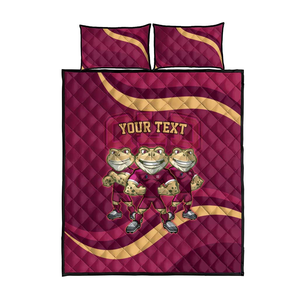 Custom QLD Maroons Cane Toad Quilt Bed Set Queensland Origin No3