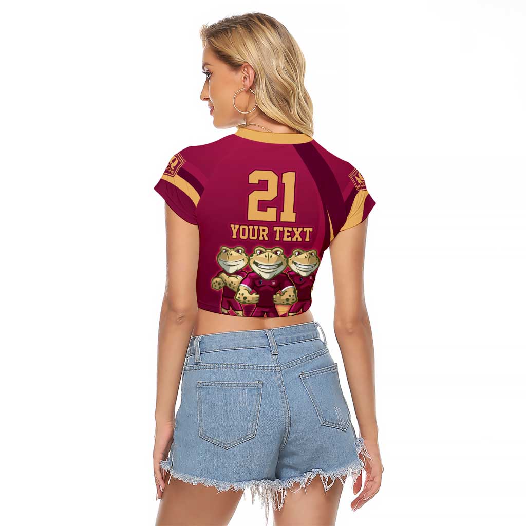 Custom QLD Maroons Cane Toad Raglan Cropped T Shirt Queensland Origin No3