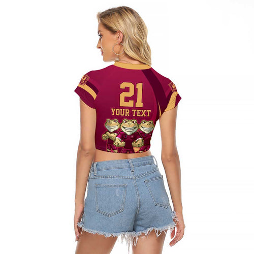 Custom QLD Maroons Cane Toad Raglan Cropped T Shirt Queensland Origin No3