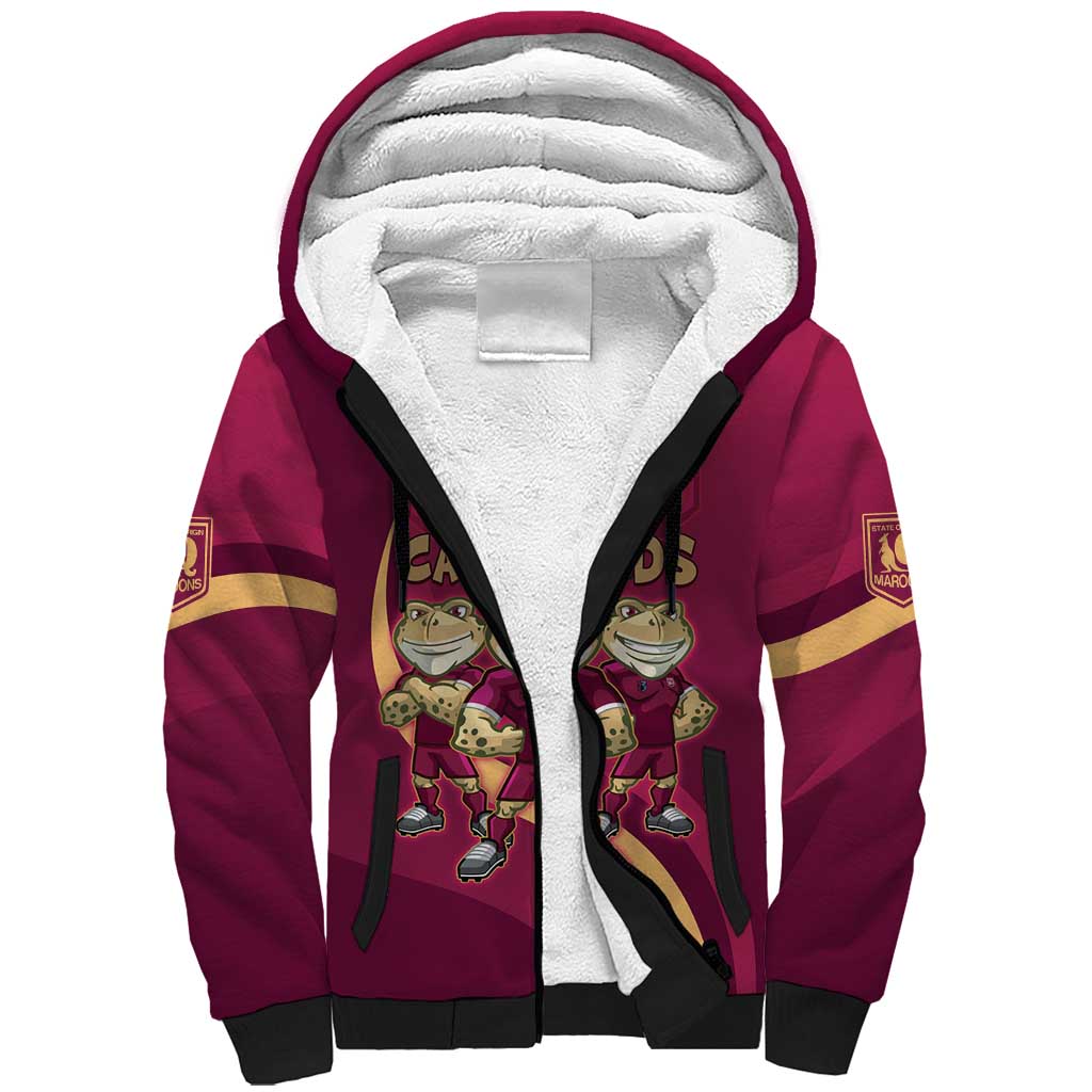 Custom QLD Maroons Cane Toad Sherpa Hoodie Queensland Origin No3