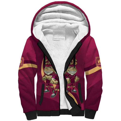 Custom QLD Maroons Cane Toad Sherpa Hoodie Queensland Origin No3