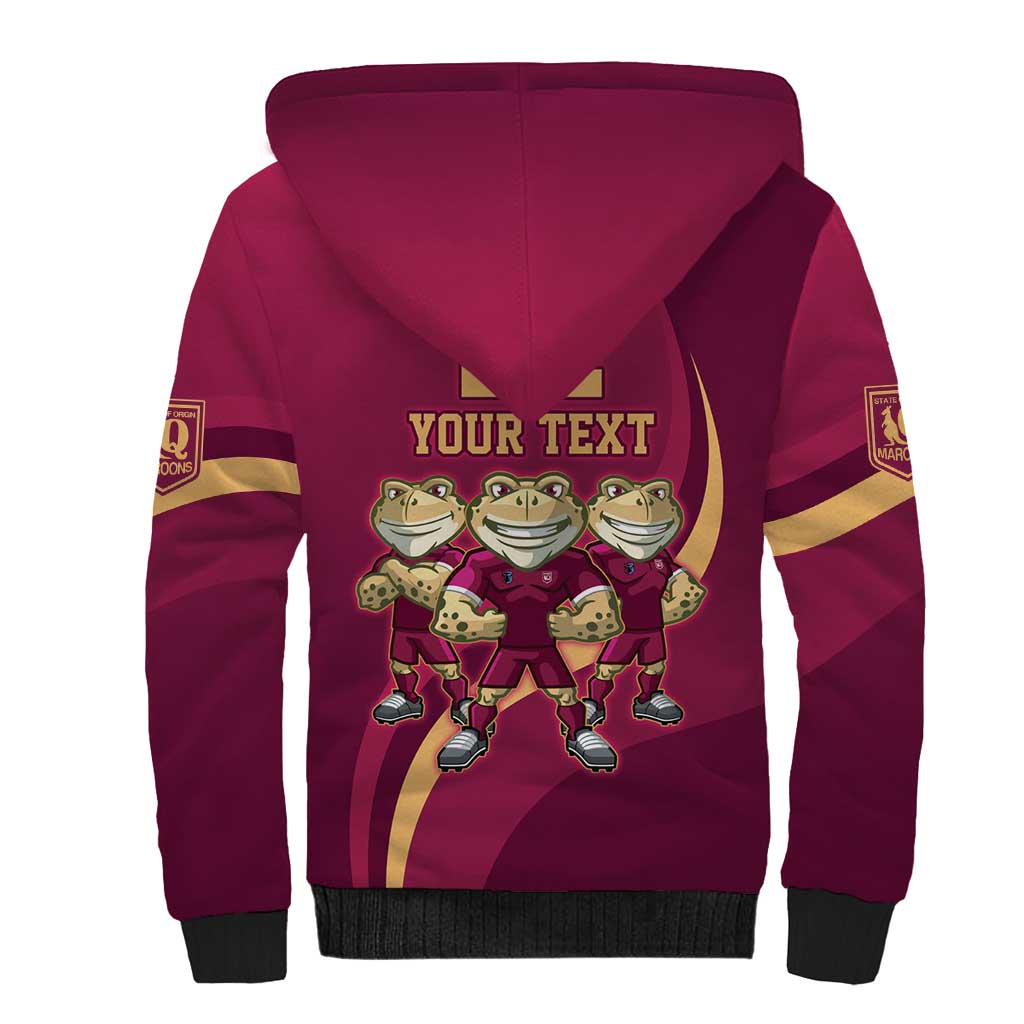 Custom QLD Maroons Cane Toad Sherpa Hoodie Queensland Origin No3