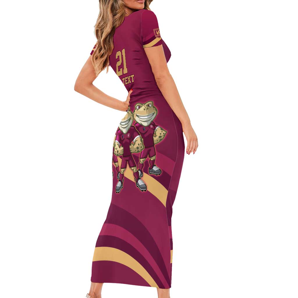 Custom QLD Maroons Cane Toad Short Sleeve Bodycon Dress Queensland Origin No3