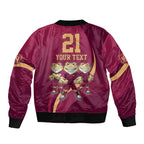 Custom QLD Maroons Cane Toad Sleeve Zip Bomber Jacket Queensland Origin No3