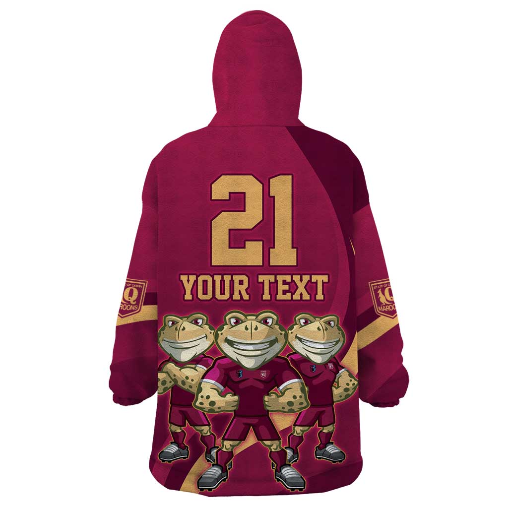 Custom QLD Maroons Cane Toad Wearable Blanket Hoodie Queensland Origin No3