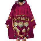Custom QLD Maroons Cane Toad Wearable Blanket Hoodie Queensland Origin No3
