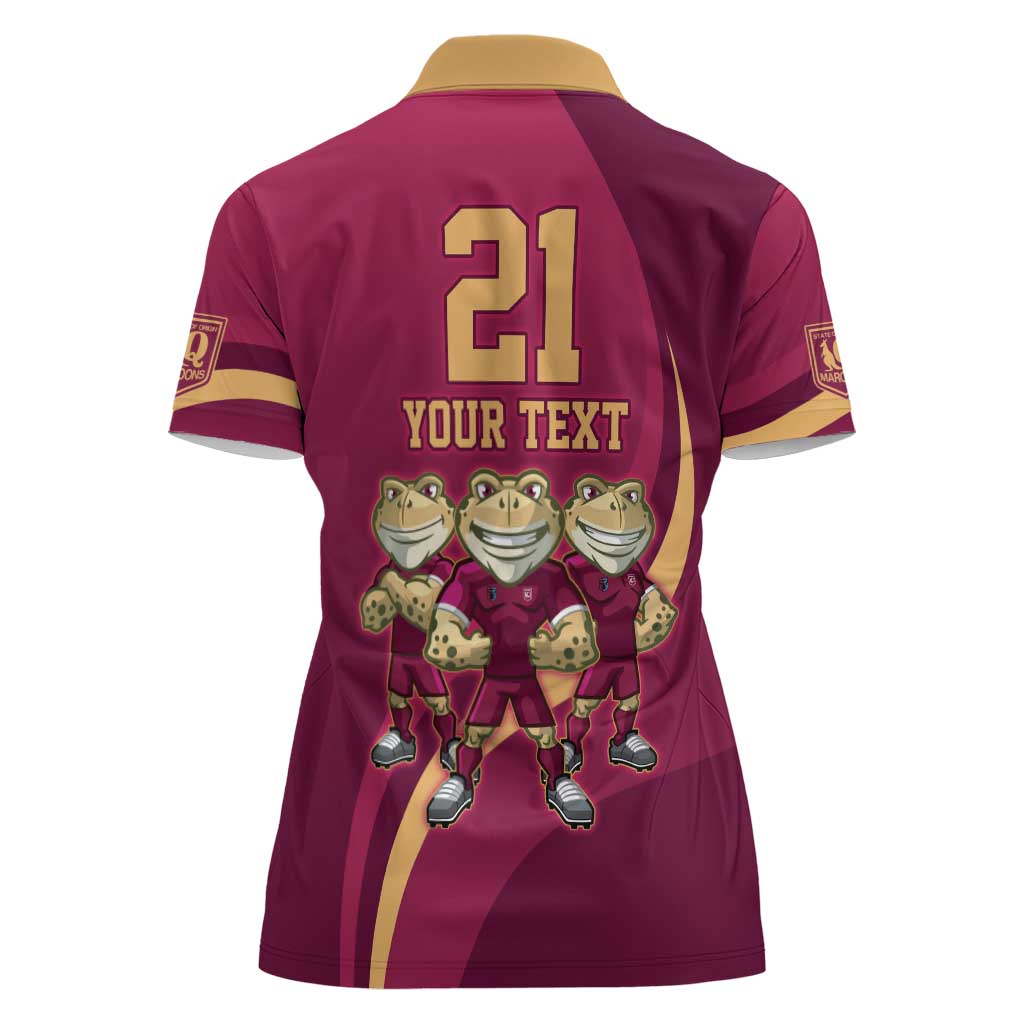Custom QLD Maroons Cane Toad Women Polo Shirt Queensland Origin No3