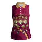 Custom QLD Maroons Cane Toad Women Sleeveless Polo Shirt Queensland Origin No3