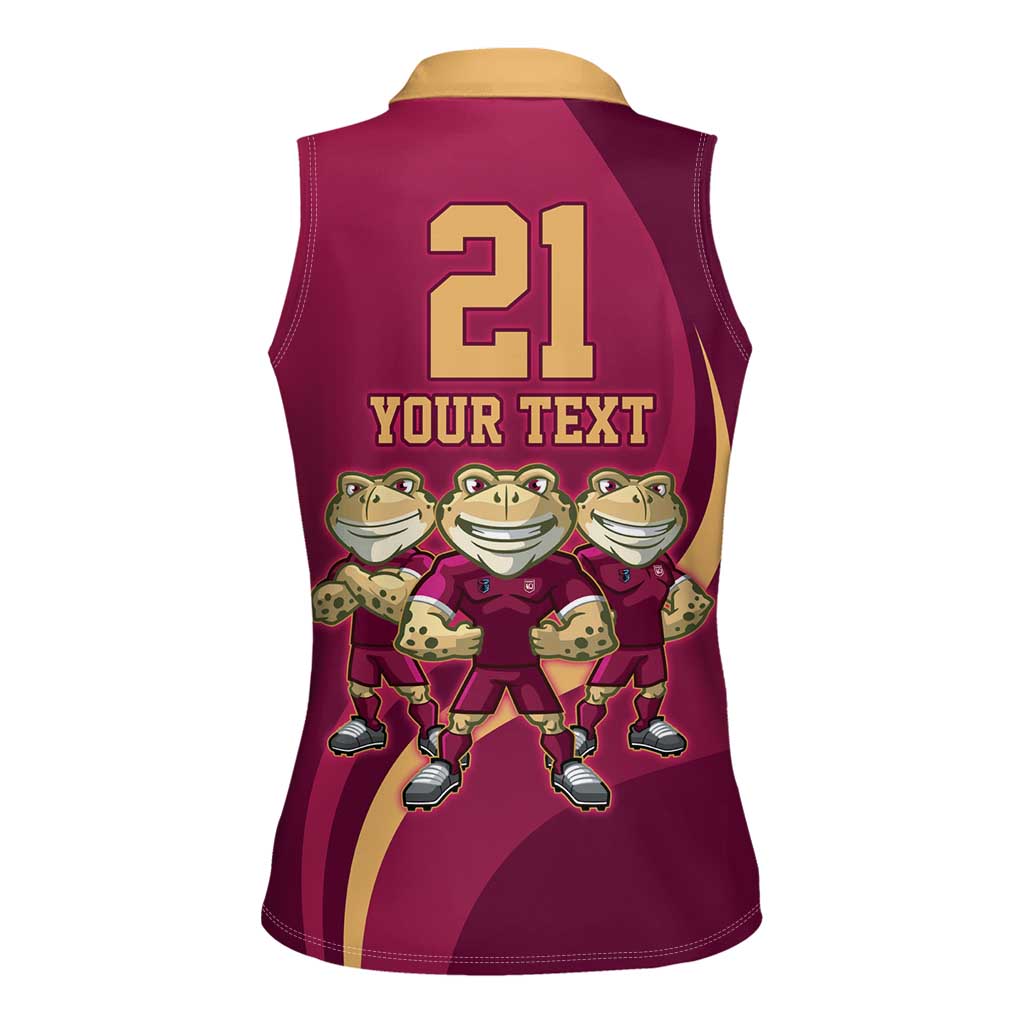 Custom QLD Maroons Cane Toad Women Sleeveless Polo Shirt Queensland Origin No3