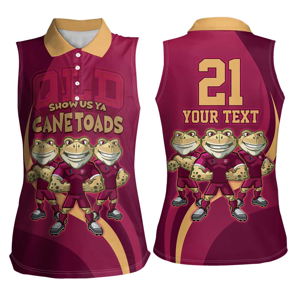 Custom QLD Maroons Cane Toad Women Sleeveless Polo Shirt Queensland Origin No3