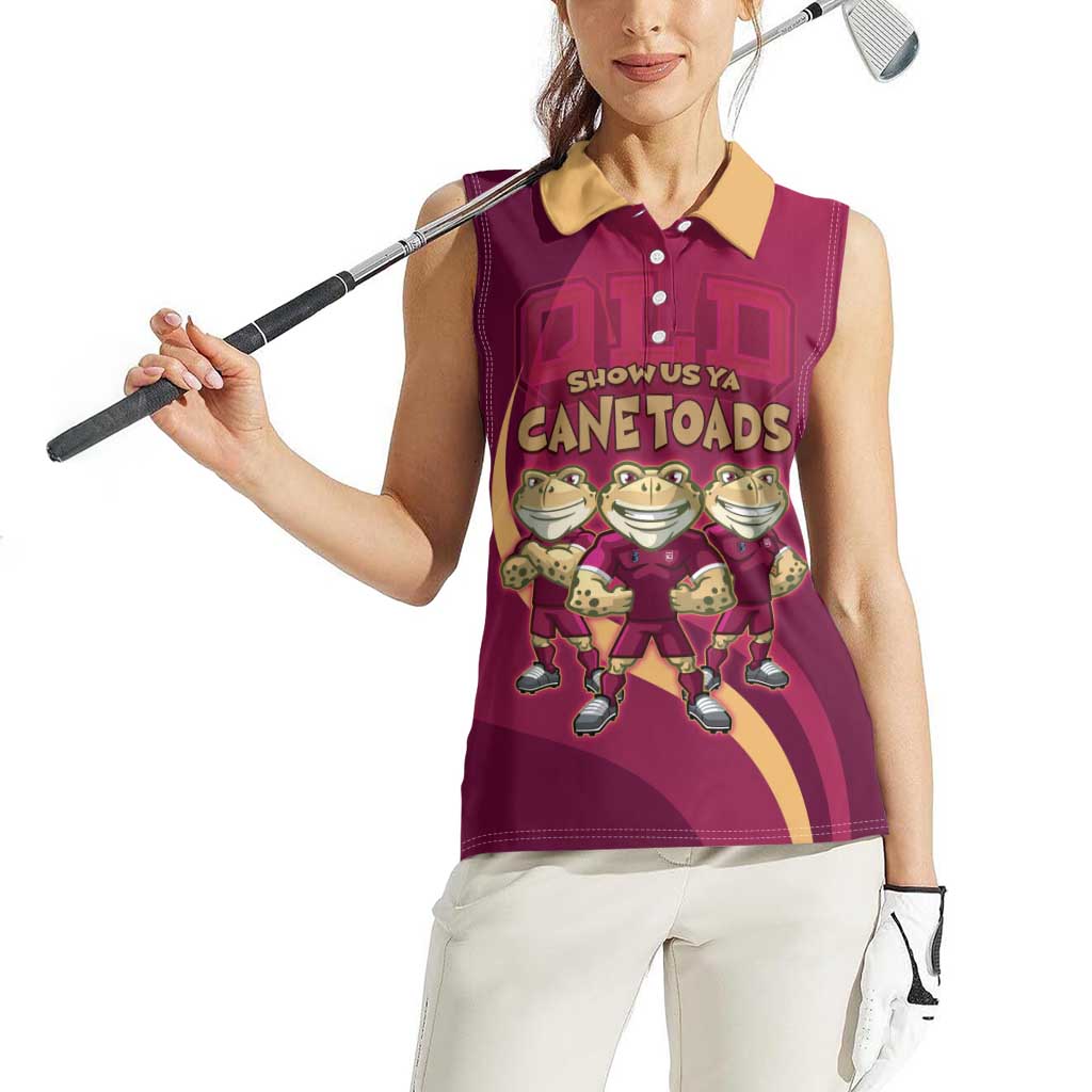 Custom QLD Maroons Cane Toad Women Sleeveless Polo Shirt Queensland Origin No3