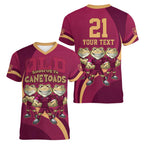 Custom QLD Maroons Cane Toad Women V-Neck T-Shirt Queensland Origin No3