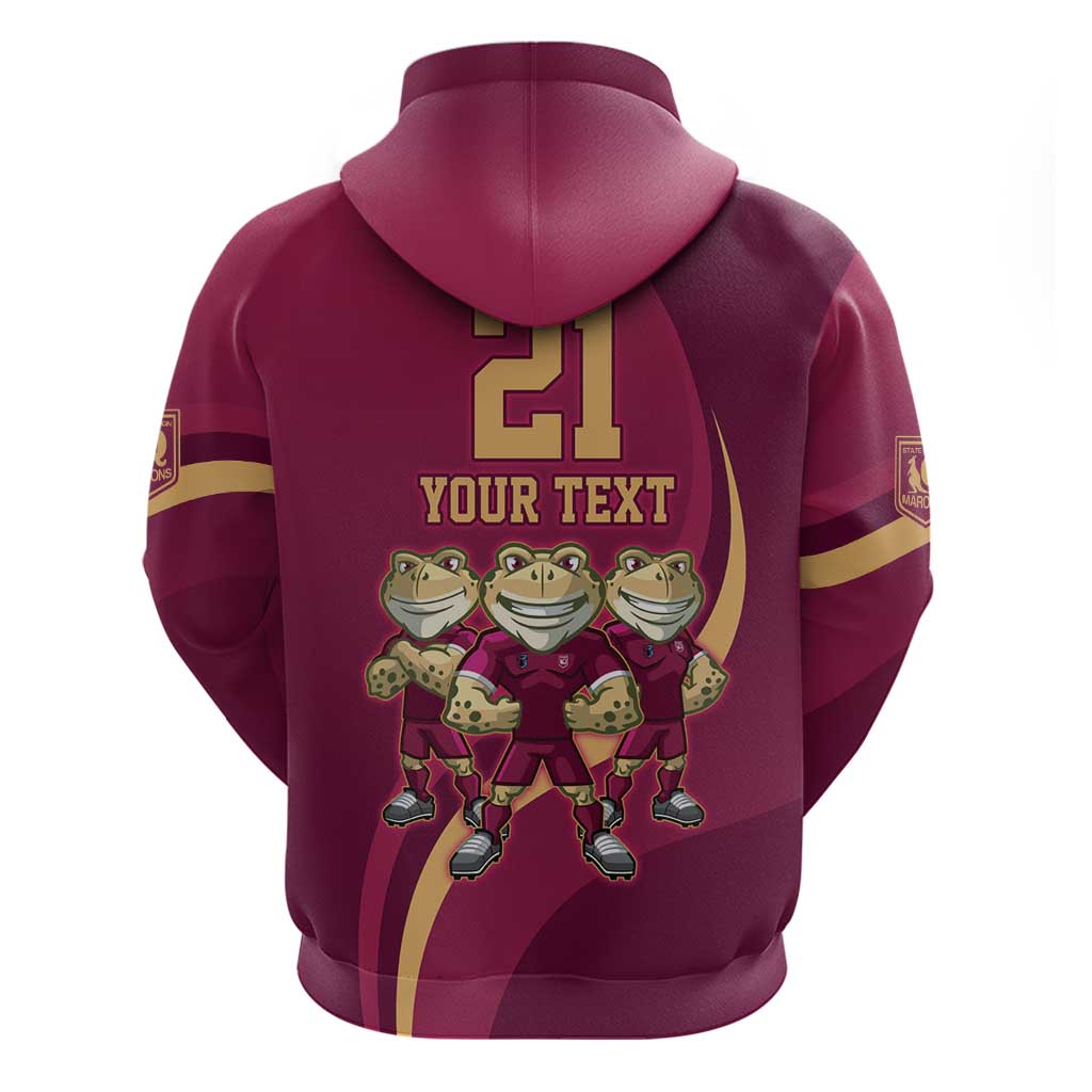 Custom QLD Maroons Cane Toad Zip Hoodie Queensland Origin No3