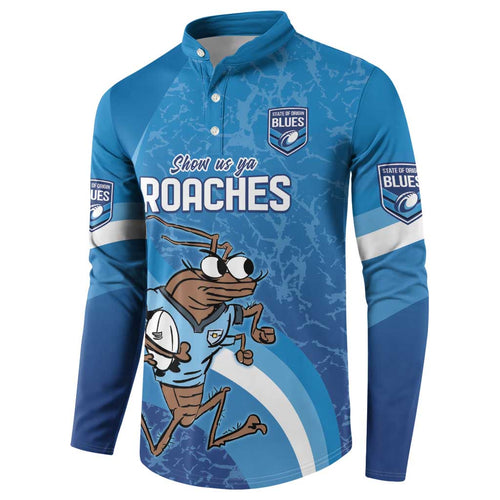 Custom NSW Cockroaches Blues Button Sweatshirt New South Wales Origin No1