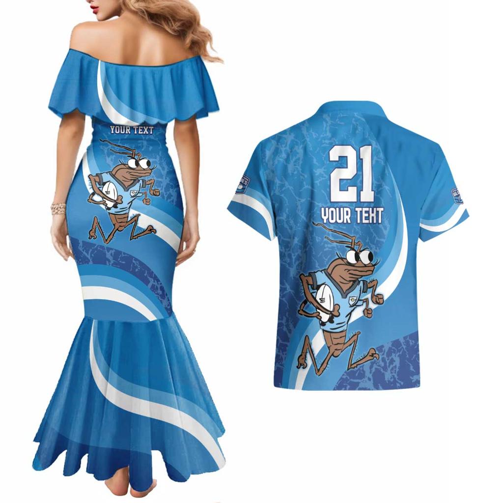 Custom NSW Cockroaches Blues Couples Matching Mermaid Dress and Hawaiian Shirt New South Wales Origin No1