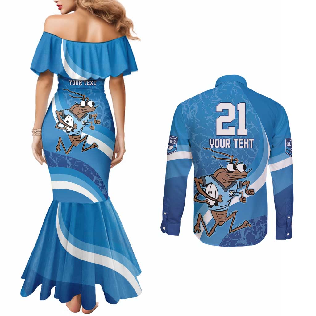 Custom NSW Cockroaches Blues Couples Matching Mermaid Dress and Long Sleeve Button Shirt New South Wales Origin No1
