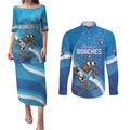 Custom NSW Cockroaches Blues Couples Matching Puletasi and Long Sleeve Button Shirt New South Wales Origin No1