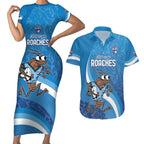 Custom NSW Cockroaches Blues Couples Matching Short Sleeve Bodycon Dress and Hawaiian Shirt New South Wales Origin No1