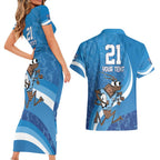 Custom NSW Cockroaches Blues Couples Matching Short Sleeve Bodycon Dress and Hawaiian Shirt New South Wales Origin No1
