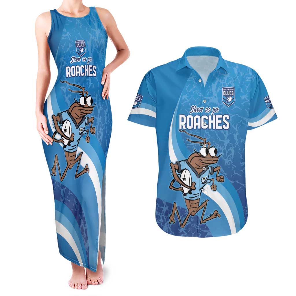 Custom NSW Cockroaches Blues Couples Matching Tank Maxi Dress and Hawaiian Shirt New South Wales Origin No1