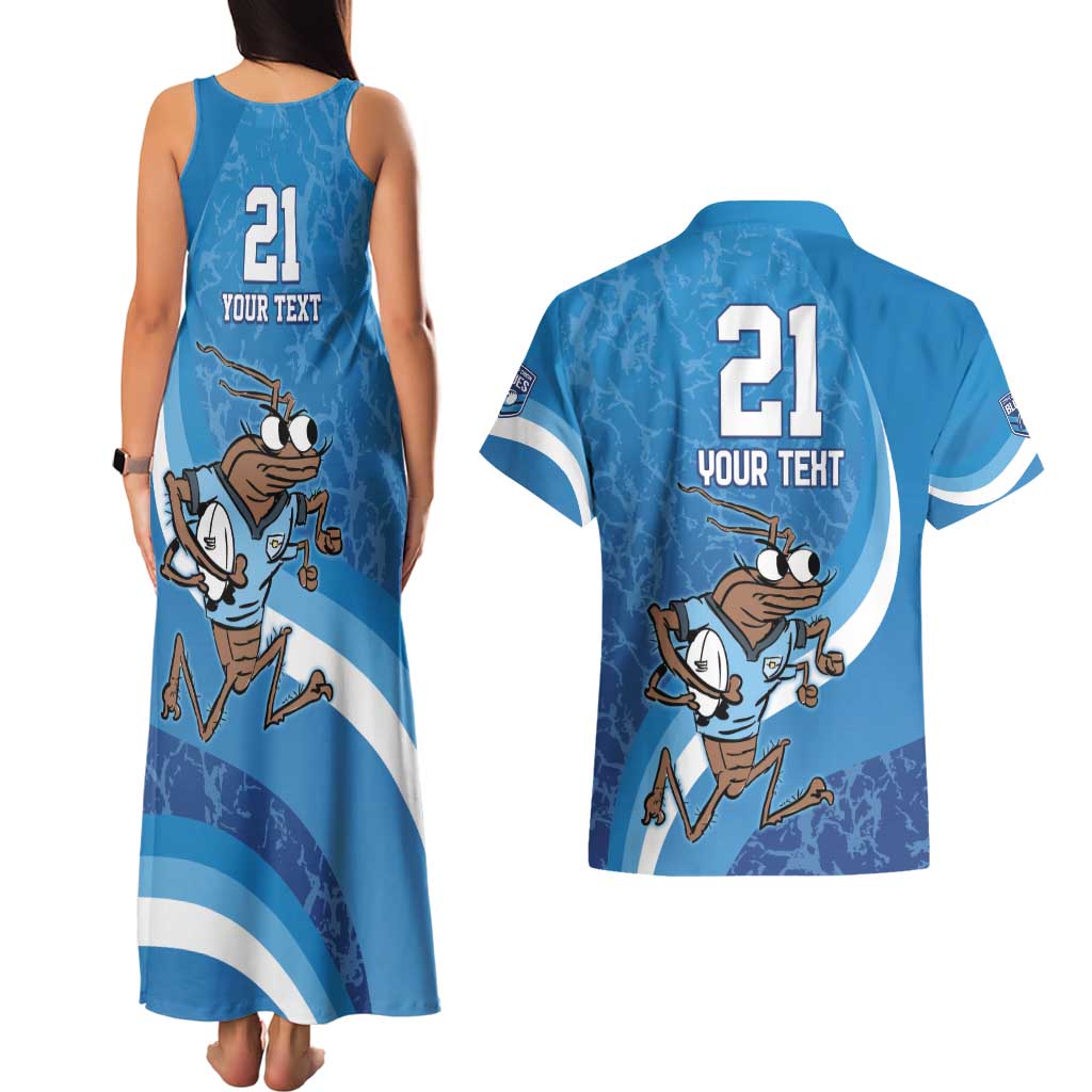 Custom NSW Cockroaches Blues Couples Matching Tank Maxi Dress and Hawaiian Shirt New South Wales Origin No1