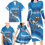 Custom NSW Cockroaches Blues Family Matching Long Sleeve Bodycon Dress and Hawaiian Shirt New South Wales Origin No1
