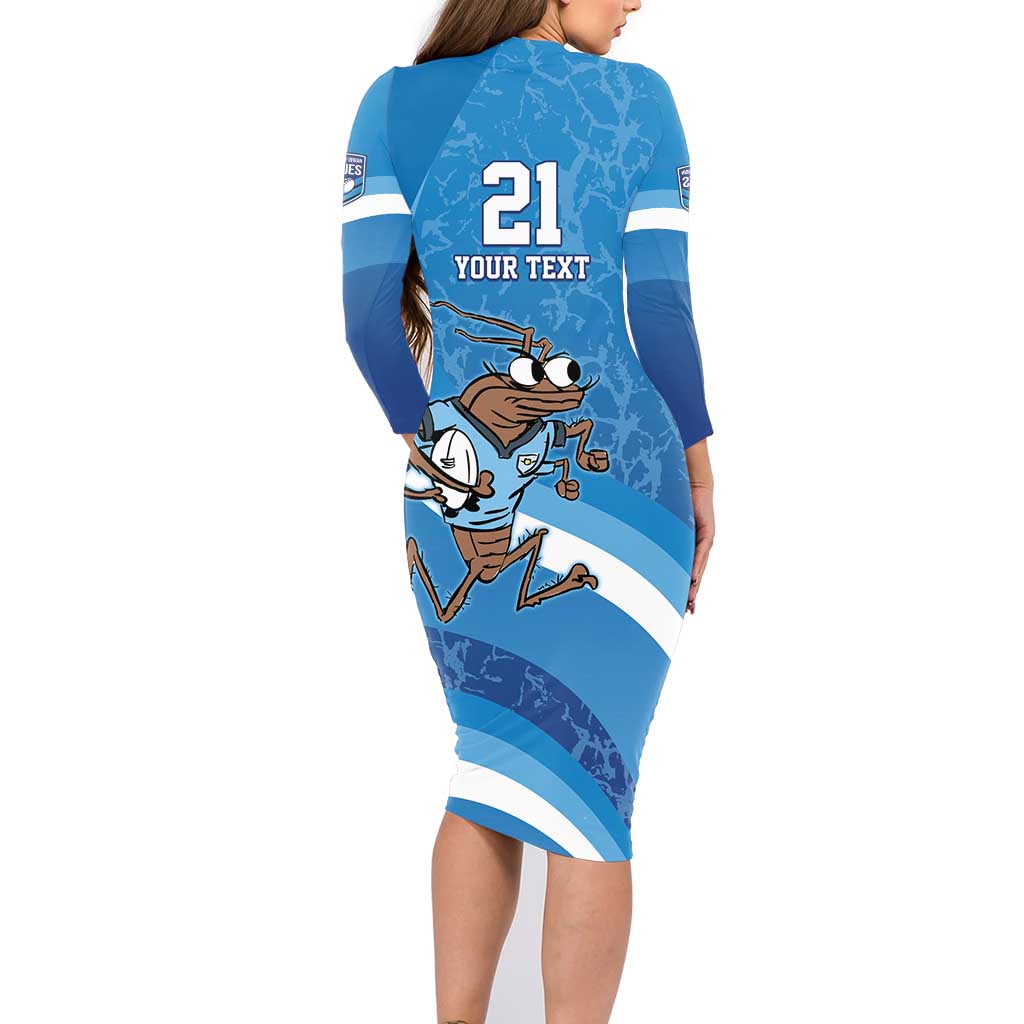 Custom NSW Cockroaches Blues Family Matching Long Sleeve Bodycon Dress and Hawaiian Shirt New South Wales Origin No1