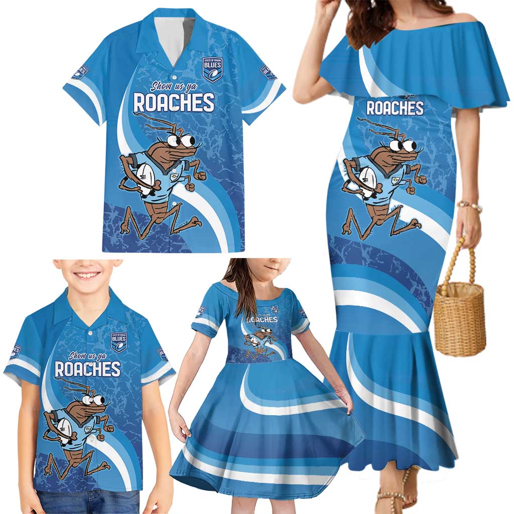 Custom NSW Cockroaches Blues Family Matching Mermaid Dress and Hawaiian Shirt New South Wales Origin No1