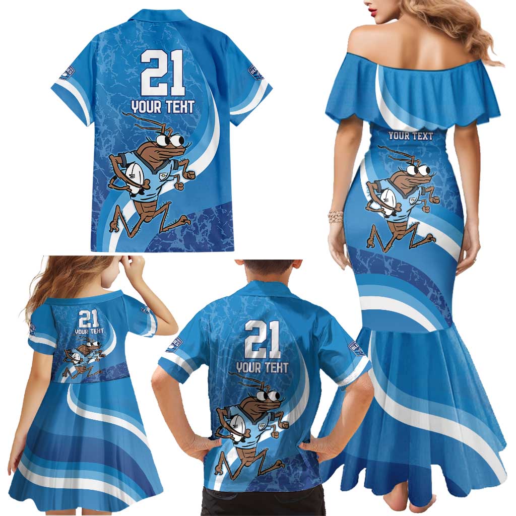 Custom NSW Cockroaches Blues Family Matching Mermaid Dress and Hawaiian Shirt New South Wales Origin No1