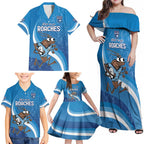 Custom NSW Cockroaches Blues Family Matching Off Shoulder Maxi Dress and Hawaiian Shirt New South Wales Origin No1