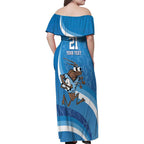 Custom NSW Cockroaches Blues Family Matching Off Shoulder Maxi Dress and Hawaiian Shirt New South Wales Origin No1