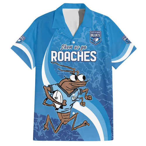 Custom NSW Cockroaches Blues Family Matching Off Shoulder Short Dress and Hawaiian Shirt New South Wales Origin No1