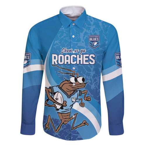 Custom NSW Cockroaches Blues Family Matching Off Shoulder Short Dress and Hawaiian Shirt New South Wales Origin No1