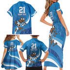 Custom NSW Cockroaches Blues Family Matching Short Sleeve Bodycon Dress and Hawaiian Shirt New South Wales Origin No1