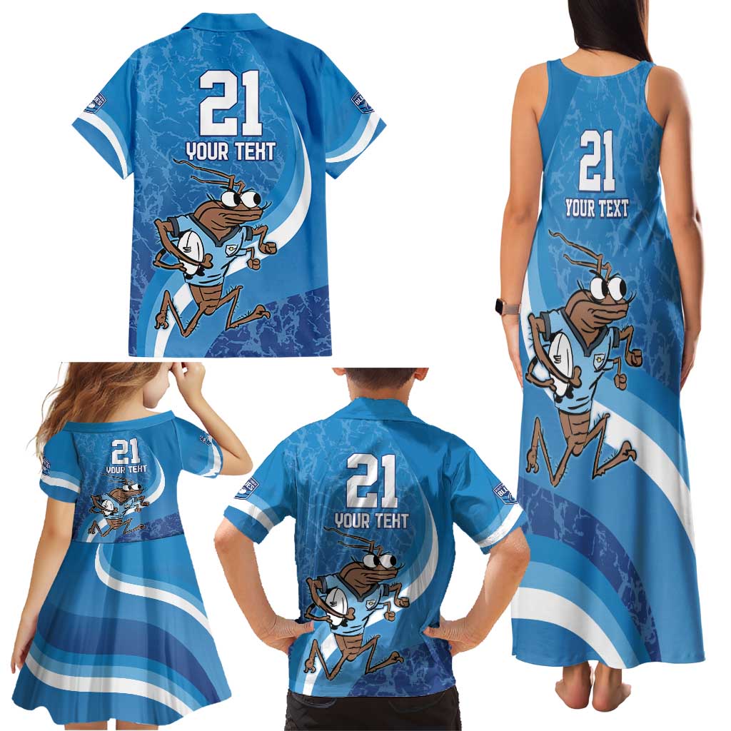 Custom NSW Cockroaches Blues Family Matching Tank Maxi Dress and Hawaiian Shirt New South Wales Origin No1