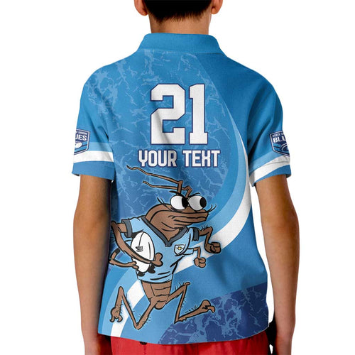 Custom NSW Cockroaches Blues Kid Polo Shirt New South Wales Origin No1