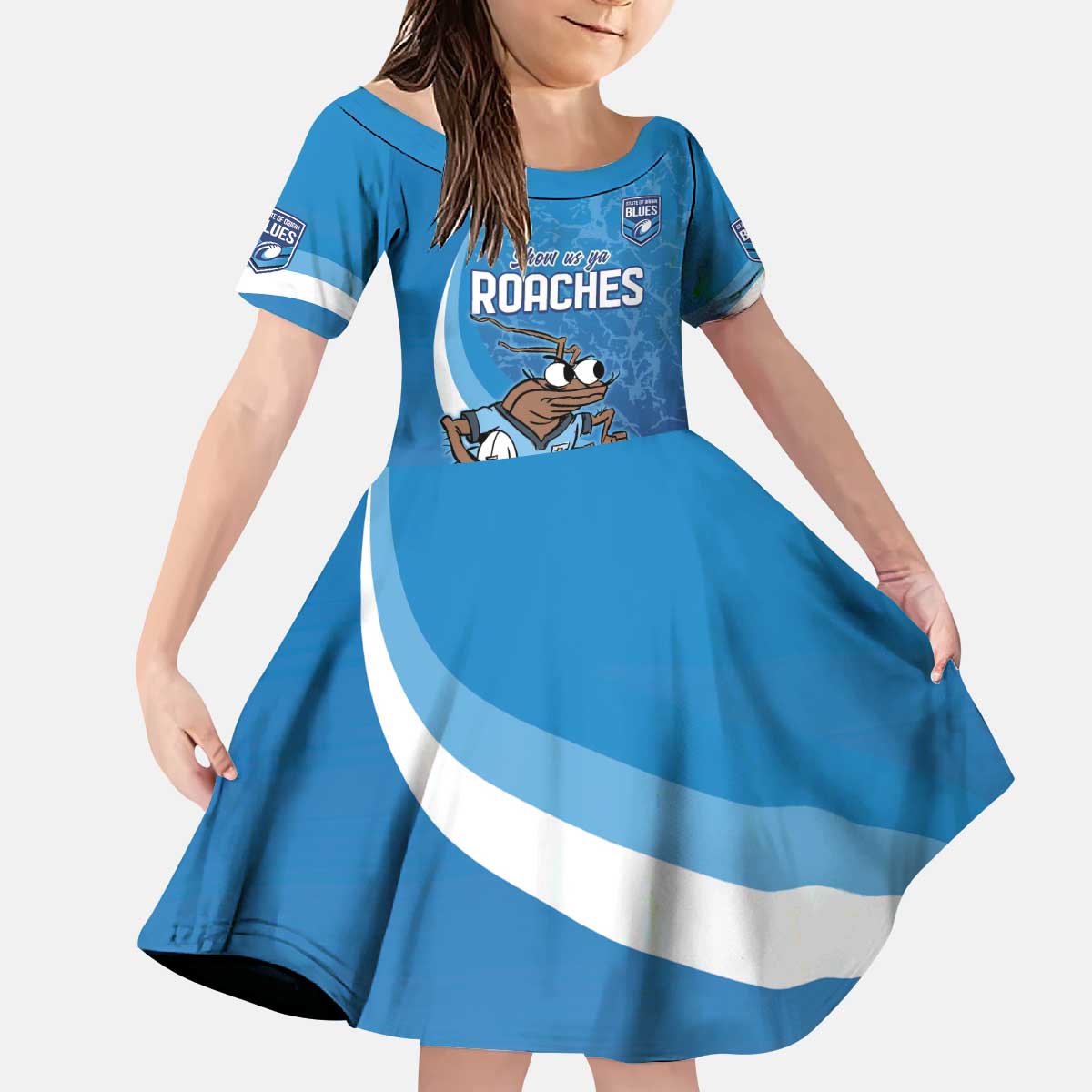 Custom NSW Cockroaches Blues Kid Short Sleeve Dress New South Wales Origin No1