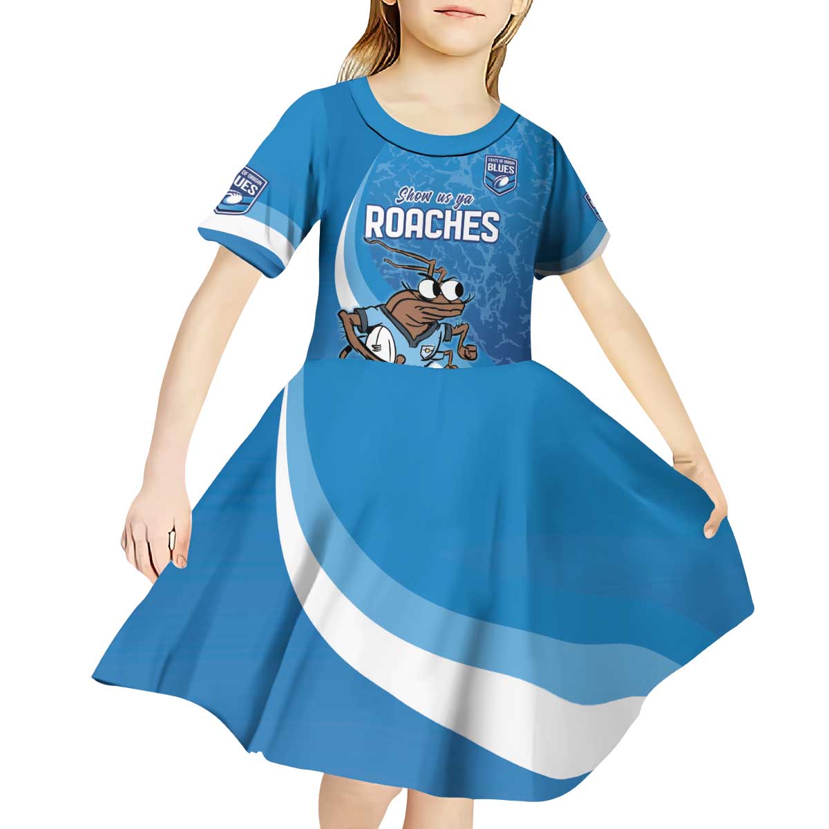Custom NSW Cockroaches Blues Kid Short Sleeve Dress New South Wales Origin No1