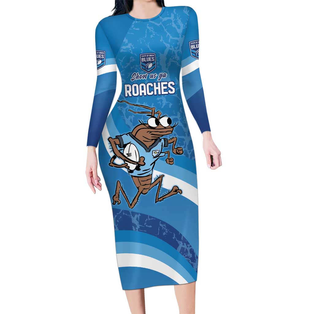 Custom NSW Cockroaches Blues Long Sleeve Bodycon Dress New South Wales Origin No1