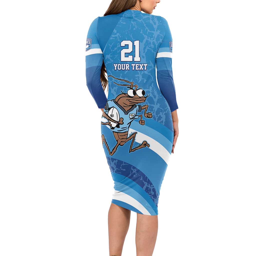 Custom NSW Cockroaches Blues Long Sleeve Bodycon Dress New South Wales Origin No1