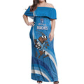 Custom NSW Cockroaches Blues Off Shoulder Maxi Dress New South Wales Origin No1
