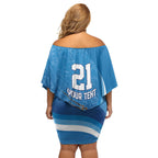 Custom NSW Cockroaches Blues Off Shoulder Short Dress New South Wales Origin No1