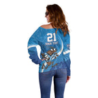 Custom NSW Cockroaches Blues Off Shoulder Sweater New South Wales Origin No1