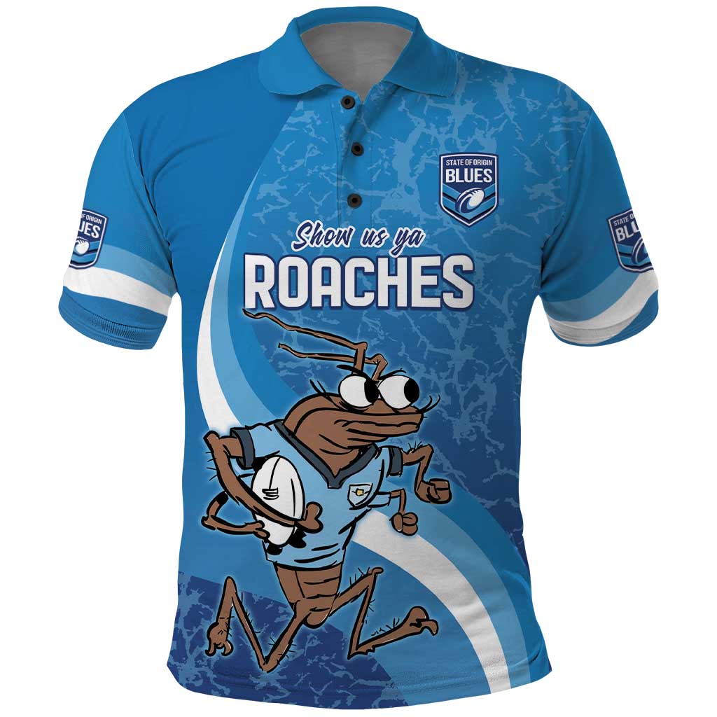 Custom NSW Cockroaches Blues Polo Shirt New South Wales Origin No1