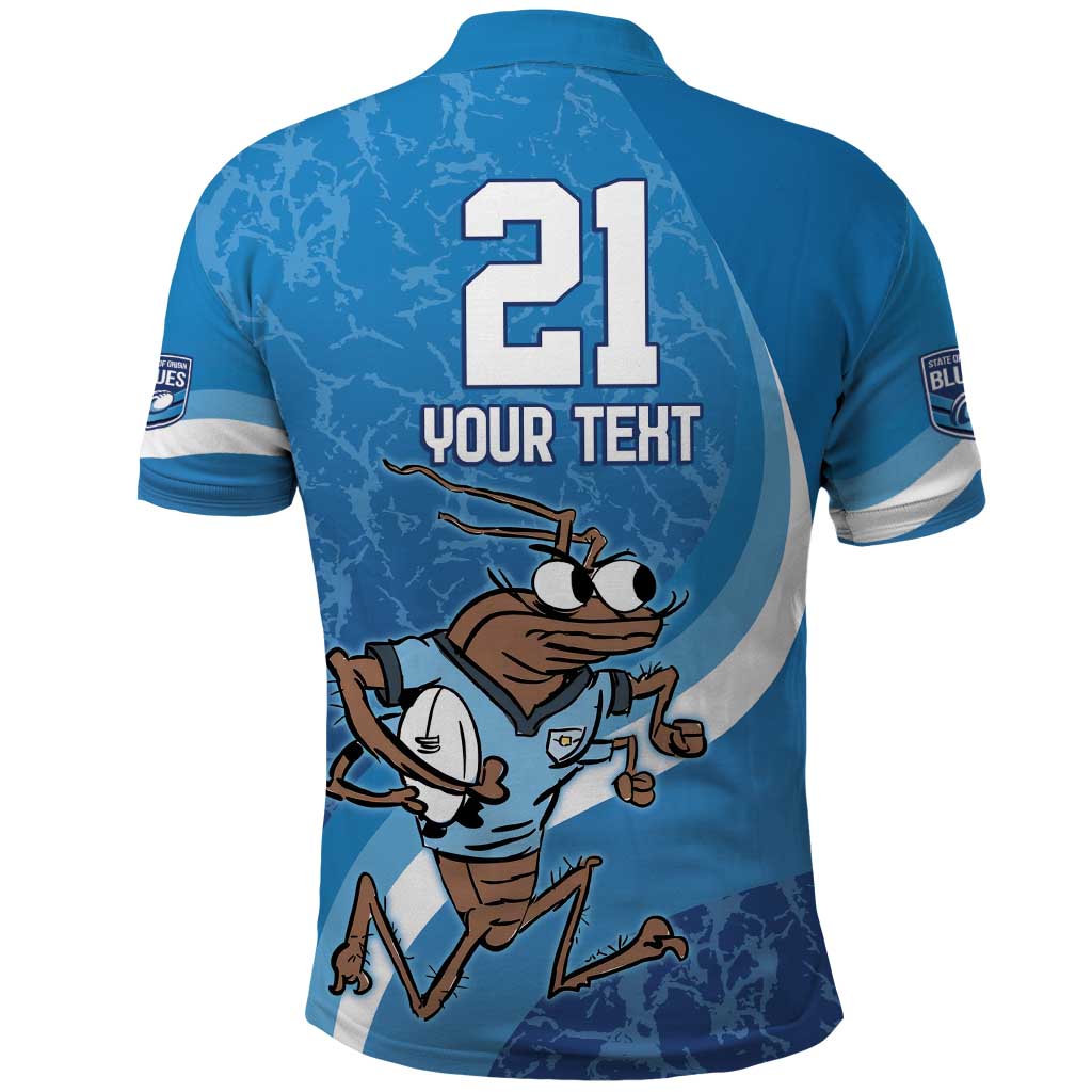 Custom NSW Cockroaches Blues Polo Shirt New South Wales Origin No1