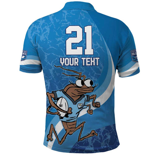 Custom NSW Cockroaches Blues Polo Shirt New South Wales Origin No1